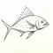 Realistic Fish Sketch On White Background - Tonga Art Style