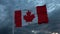 Realistic flag of Canada waving in the wind against deep heavy stormy sky. 3d illustration