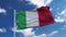 Realistic flag of Italy waving in the wind against deep blue sky. Seamless looping with highly detailed fabric texture