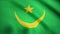 Realistic flag of Mauritania waving with highly detailed fabric texture. Background of the flag waving in the wind