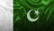 Realistic flag of Pakistan on the wavy surface of fabric