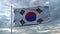 Realistic flag of South Korea in the wind against deep Dramatic Sky. 4K UHD 60 FPS Slow-Motion