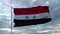 Realistic flag of Syria waving in the wind against deep Dramatic Sky. 4K UHD 60 FPS Slow-Motion