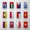 Realistic flags countries symbolic 3d icons set