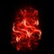 Realistic flame, red fire on black background - vector