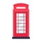 Realistic flat style Detailed Red London Street Phone Booth Isolated on White Background.