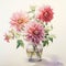 Realistic Flower Watercolor In Vase: Detailed Illustrations With Light And Shadow