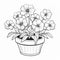 Realistic Flowers In A Pot Coloring Page With Detailed Rendering