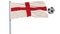 Realistic fluttering flag of England and soccer ball on a white background, 3d rendering.