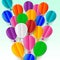 Realistic flying paper cuts up balloons Colorful decorations for parties, celebrations, banners, maps. Greeting card with a happy