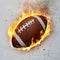 Realistic football ablaze in flames against a white backdrop