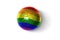 Realistic football ball with colorfull gay rainbow flag on the white background