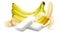 Realistic Fruit chewing gum pellet with banana flavor. Chewing pads with fresh ripe bananas. Product placement detailed label