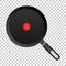 Realistic frying pan icon in flat style. Cooking pan illustration on isolated transparent background. Skillet kitchen equipment b