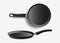 Realistic frying Pan isolated on transparent background. Metallic dishware. Utensil for cooking. Stock realistic vector