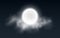 Realistic full moon with clouds isolated on a transparent background. White fog. Dark night. Glowing milk moon. Vector illustratio