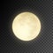 Realistic full moon on transparent background.