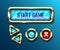 Realistic game buttons set on blue background. Mobile gui designs. User interface navigation knobs, vector illustrations