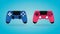 Realistic Gamepad. Blue and pink video game controllers. Vector illustration.