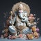 Realistic ganesha statue. Hindu deity. Diversity of religions. Statue in patel color gradien