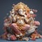 Realistic ganesha statue. Hindu deity. Diversity of religions. Statue in patel color gradien