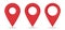 Realistic geolocation icons in red on a white background.