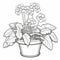 Realistic Geranium In Pot Coloring Page With Detailed Background Elements