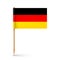 Realistic German toothpick flag. Souvenir from Germany. Wooden toothpick with paper flag. Location mark, map pointer