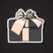 Realistic Gift Box Icon With Bow And Ribbon On Black Background