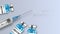 Realistic glass ampoules and syringe. Vaccine injection Coronavirus Covid-19, novel coronavirus. Medical background