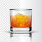 Realistic Glass With Bourbon And Ice Cubes Vector