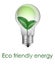 Realistic Glass bulb, with green leaves inside, the concept of ecological pure green energy. Environmentally Eco