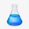 Realistic glass laboratory flask with
