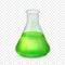 Realistic glass laboratory flask with