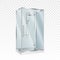 Realistic glass shower cabin with transparent door and cubicle faucet. Modern cabinet box