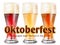 Realistic glasses of beer vector illustration. Oktoberfest banner template