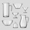 Realistic Glassware Kitchen Utensils Transparent Background