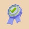 Realistic glossy cartoon look checkmark certificate badge icon 3d render