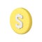 Realistic glossy yellow circle dollar sign badge 3d icon vector illustration. USA financial currency