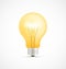 Realistic glowing yellow light bulb