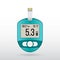 Realistic glucose meter vector illustration. Diabetes blood glucose test. Modern electronic device glucometer