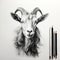 Realistic Goat Portrait Tattoo Drawing With Strong Lines