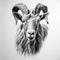 Realistic Goat Portrait Tattoo Drawing On White Background