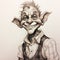Realistic Goblin Academia: Charming Elf Sketch With Edgy Caricatures