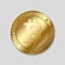 Realistic gold bitcoin on transparent background