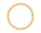 Realistic gold circle frame chain texture. Golden round chains link isolated on white background. Jewelry chainlet three