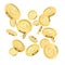 Realistic gold coin explosion or splash on white background. Rain of golden coins. Falling money. Bingo jackpot or