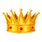 Realistic gold crown with red rubies. Illustration of award for sports or corporate competitions