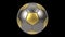 Realistic gold and iron soccer ball isolated on black background. 3d looping animation.