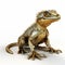 Realistic Gold Lizard 3d Model On White Surface